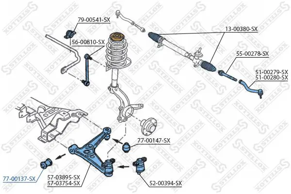 Handler.Part Control arm-/trailing arm bush Stellox 7700137SX 2