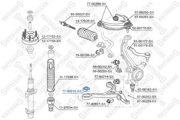 Handler.Part Control arm-/trailing arm bush Stellox 7700215SX 1