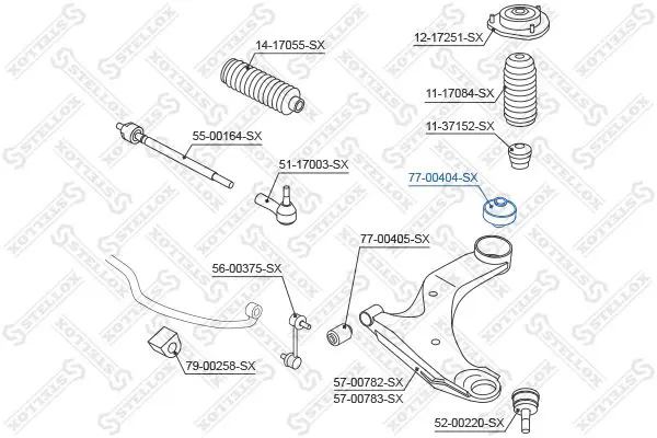 Handler.Part Control arm-/trailing arm bush Stellox 7700404SX 2