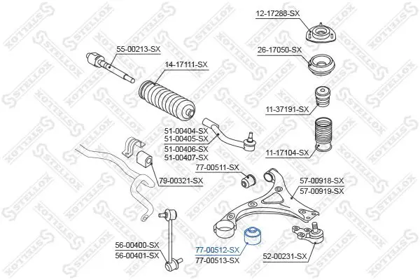 Handler.Part Control arm-/trailing arm bush Stellox 7700512SX 2