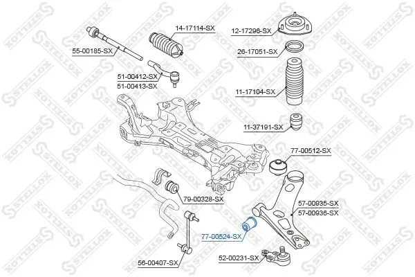 Handler.Part Control arm-/trailing arm bush Stellox 7700524SX 2