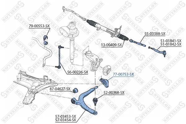 Handler.Part Control arm-/trailing arm bush Stellox 7700753SX 1