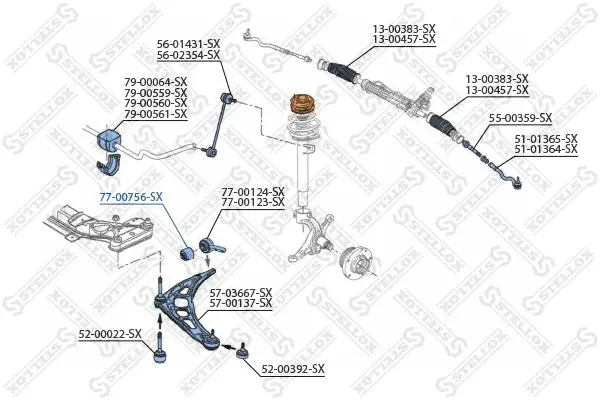 Handler.Part Control arm-/trailing arm bush Stellox 7700756SX 2