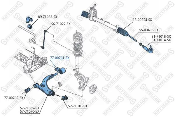 Handler.Part Control arm-/trailing arm bush Stellox 7700761SX 2