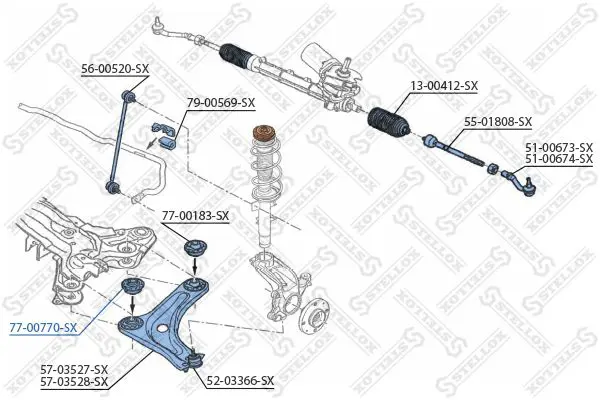 Handler.Part Control arm-/trailing arm bush Stellox 7700770SX 1