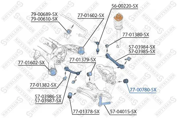 Handler.Part Control arm-/trailing arm bush Stellox 7700780SX 1