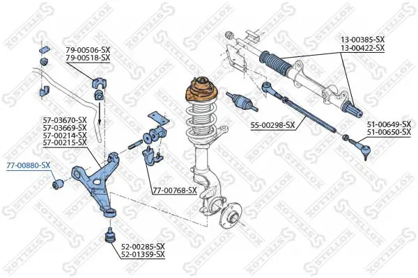 Handler.Part Control arm-/trailing arm bush Stellox 7700880SX 2