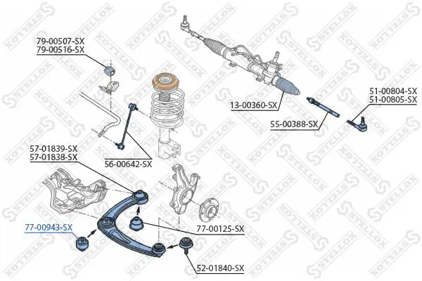 Handler.Part Control arm-/trailing arm bush Stellox 7700943SX 2