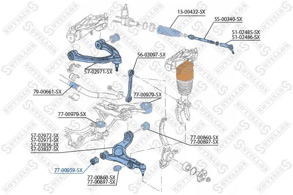 Handler.Part Control arm-/trailing arm bush Stellox 7700959SX 2