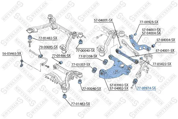 Handler.Part Control arm-/trailing arm bush Stellox 7700974SX 2