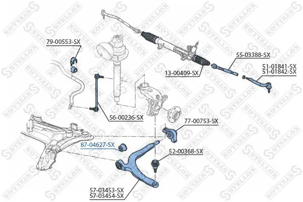 Handler.Part Control arm-/trailing arm bush Stellox 8704627SX 1