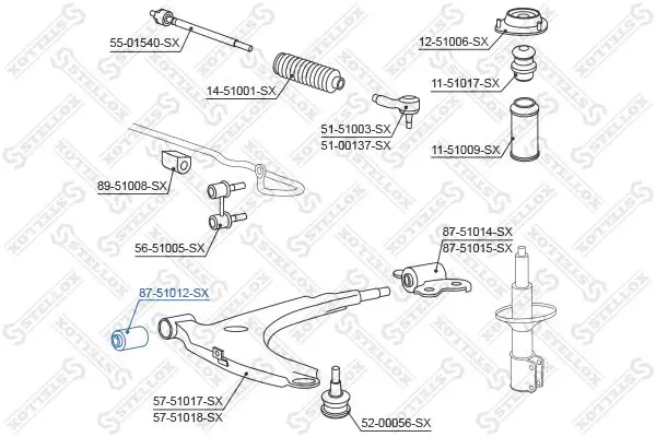 Handler.Part Control arm-/trailing arm bush Stellox 8751012SX 2