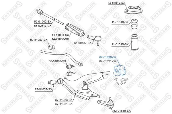 Handler.Part Control arm-/trailing arm bush Stellox 8751020SX 2