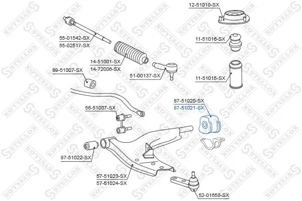 Handler.Part Control arm-/trailing arm bush Stellox 8751021SX 2