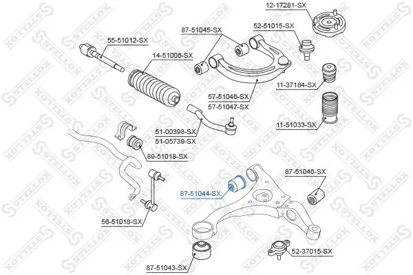 Handler.Part Control arm-/trailing arm bush Stellox 8751044SX 2