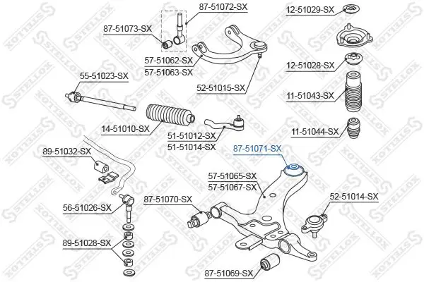 Handler.Part Control arm-/trailing arm bush Stellox 8751071SX 2