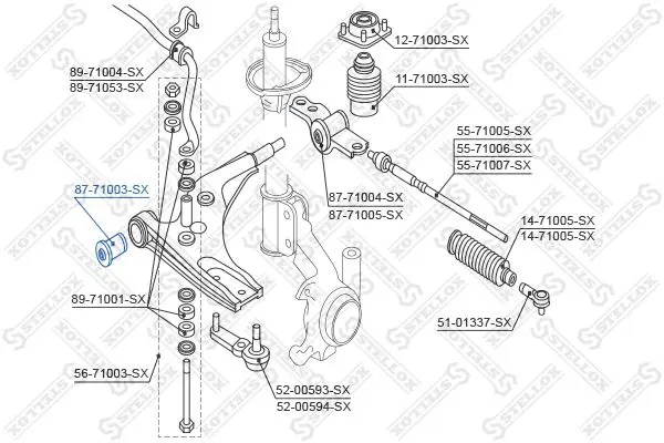 Handler.Part Control arm-/trailing arm bush Stellox 8771003SX 2