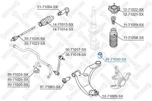 Handler.Part Control arm-/trailing arm bush Stellox 8771040SX 2