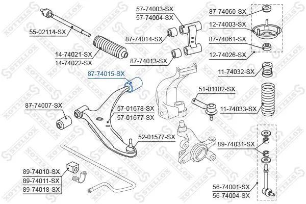 Handler.Part Control arm-/trailing arm bush Stellox 8774015SX 2