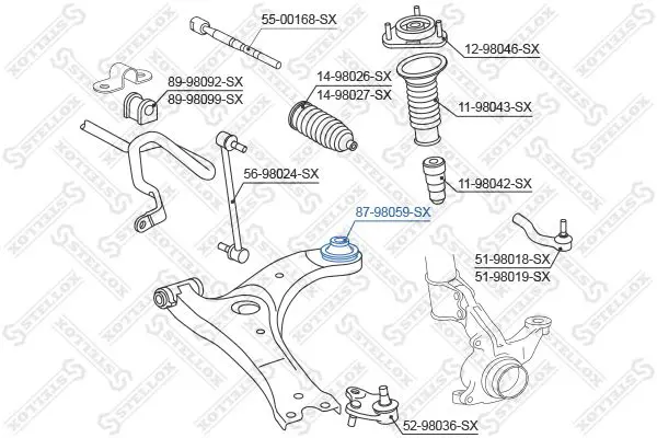 Handler.Part Control arm-/trailing arm bush Stellox 8798059SX 2