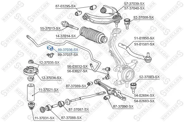 Handler.Part Stabiliser mounting Stellox 8937036SX 2