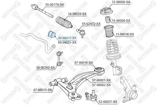 Handler.Part Stabiliser mounting Stellox 8998017SX 2