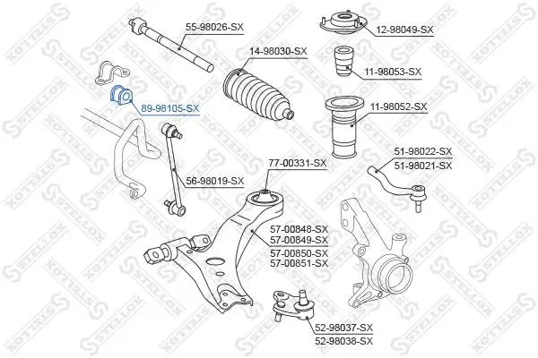 Handler.Part Stabiliser mounting Stellox 8998105SX 2