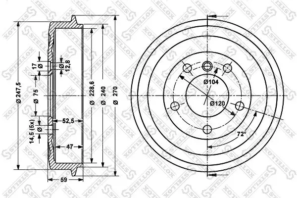 Handler.Part Brake drum Stellox 60251505SX 1