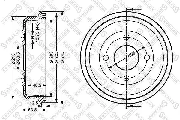 Handler.Part Brake drum Stellox 60252532SX 1