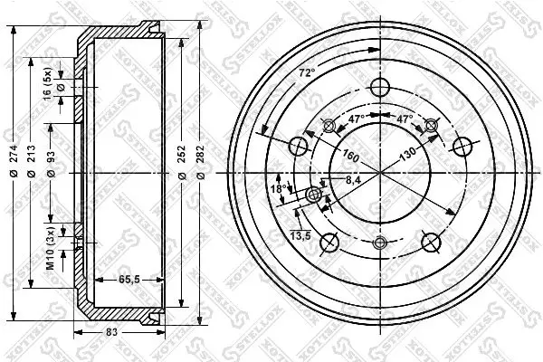 Handler.Part Brake drum Stellox 60264705SX 1