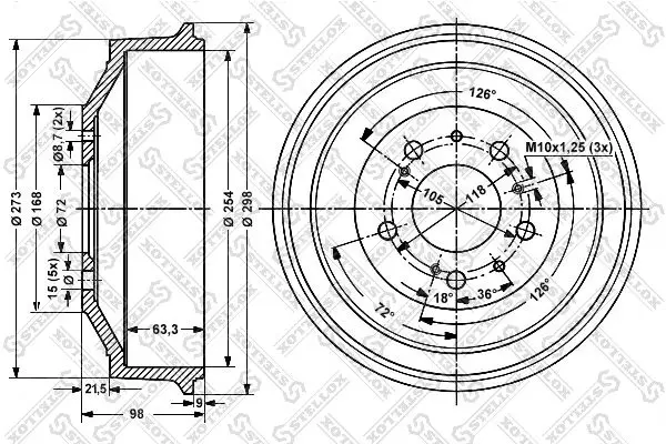 Handler.Part Brake drum Stellox 60269906SX 1