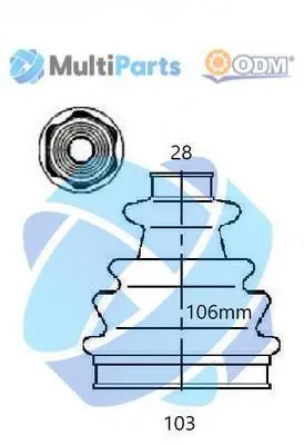 Handler.Part Bellow set, drive shaft ODM-MULTIPARTS 21990418 1