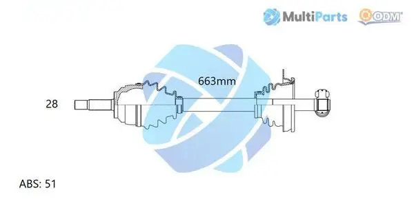 Handler.Part Drive shaft ODM-MULTIPARTS 18291361 1