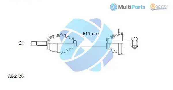 Handler.Part Drive shaft ODM-MULTIPARTS 18291141 1