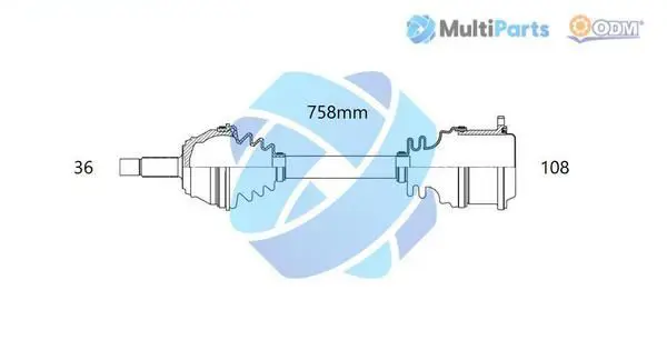 Handler.Part Drive shaft ODM-MULTIPARTS 18212530 1