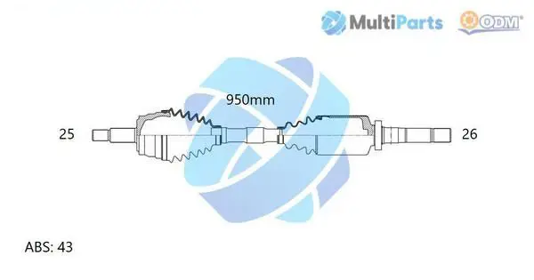 Handler.Part Drive shaft ODM-MULTIPARTS 18152291 1