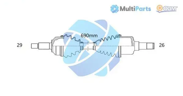 Handler.Part Drive shaft ODM-MULTIPARTS 18061810 1