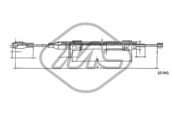 Handler.Part Cable, parking brake Metalcaucho 80924 1