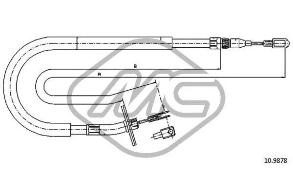 Handler.Part Cable, parking brake Metalcaucho 80966 1