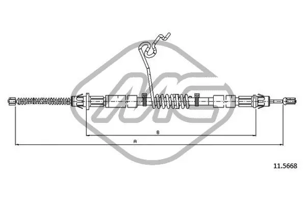 Handler.Part Cable, parking brake Metalcaucho 81821 1