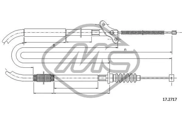 Handler.Part Cable, parking brake Metalcaucho 82020 1