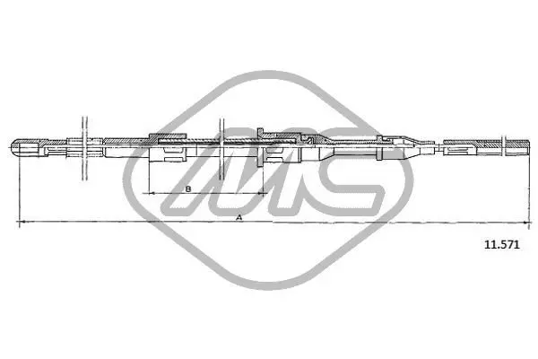 Handler.Part Cable, parking brake Metalcaucho 82465 1