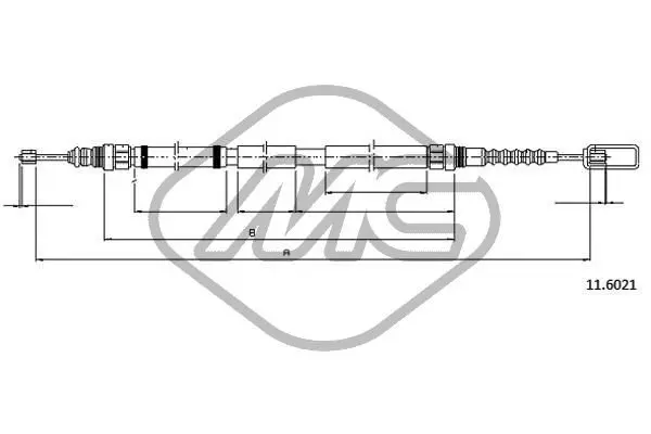 Handler.Part Cable, parking brake Metalcaucho 82834 1