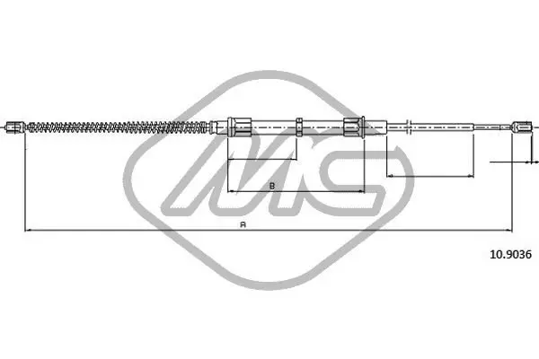 Handler.Part Cable, parking brake Metalcaucho 83286 1