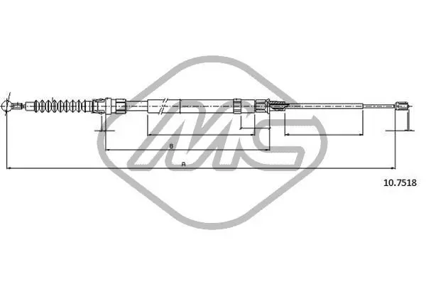 Handler.Part Cable, parking brake Metalcaucho 83764 1