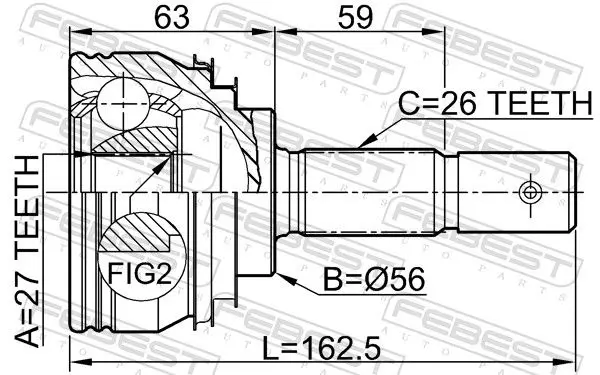 Handler.Part Joint, drive shaft FEBEST 0110012 2