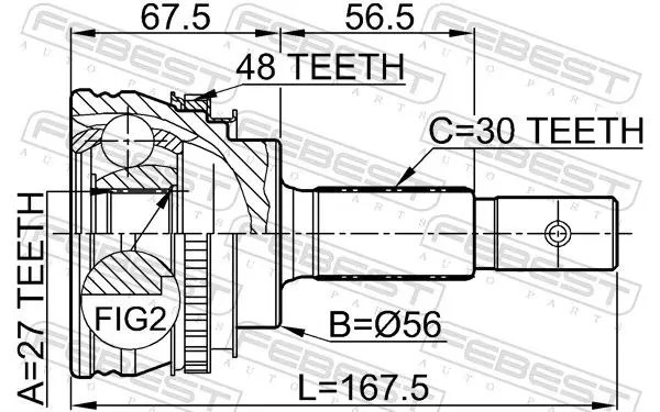 Handler.Part Joint, drive shaft FEBEST 0110013A48 2