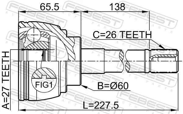 Handler.Part Joint, drive shaft FEBEST 0110014 2