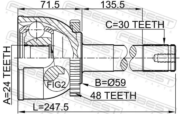 Handler.Part Joint, drive shaft FEBEST 0110015A48 2