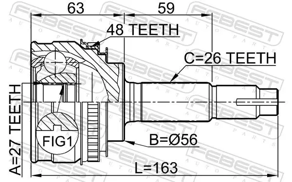 Handler.Part Joint, drive shaft FEBEST 0110018A48 2